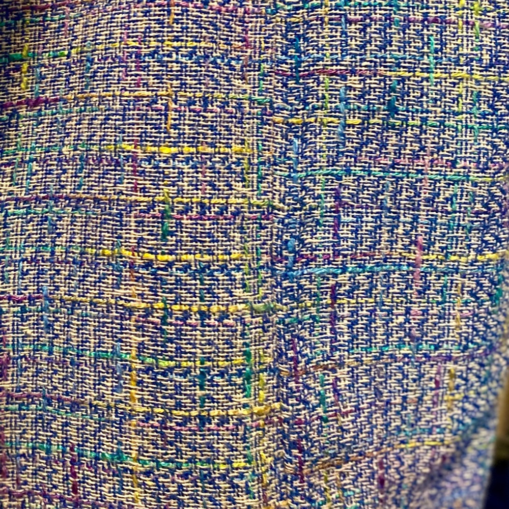 ☔️ ASTR the Label Blue 🌈 Multi Tweed Leather Trim Hi Low Skirt Sz Small - Picture 12 of 16